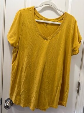 torrid V-Neck Short Sleeve Top in Mustard Yellow